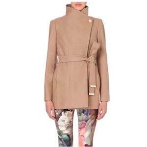 Ted Baker Paria Wool Cashmere Wrap Coat Size 2 / US 6 Beige Tan